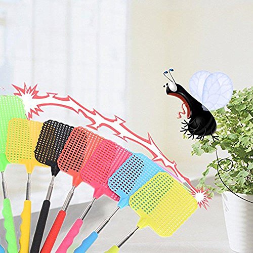 IYSHOUGONG 4 Pcs Plastic Swatter Telescopic Extendable Flapper Fly Prevent Pest Mosquito Tool,Color Random