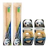 Woobamboo! Eco-Friendly Biodegradable, Sustainable, Stylish Bamboo Toothbrush and Floss Bundle, 2 Adult Standard Handle Bamboo Toothbrushes, 2 Eco-Awesome Biodegradable Silk Floss Duo Pack