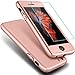 iPhone SE Case, COOLQO® Full Body Coverage Ultra-Thin Hard Hybrid Plastic with [Slim Tempered Glass Screen Protector] Protective Case Cover for Apple iPhone SE (2016) & iPhone 5/5S (Rose Gold)