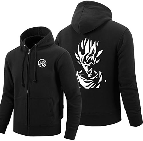 ELEFINE Cosplay Dragon Ball Z Super Saiyan Goku Costume Zip Hoodie Long Sleeve Jacket BlueFluorescence Black