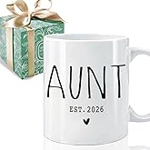 Novelty Aunt 2026 Mug Gift for New Aunt 11oz, Pregnancy Announcement Gifts For First Time Auntie, Baby Reveal Publicity Mugs Gift for Auntie