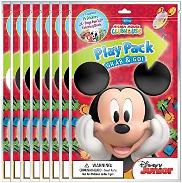 Mozlly Multipack - Bendon Disney Mickey Mouse Playback Grab and Go Fun Size Coloring Book - Sets Include 4 Crayons, 1 Sticker Sheet and Coloring Book - Novelty Character Arts and Crafts (Pack of 12)