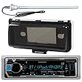 New Kenwood Marine Boat Yacht Outdoor In Dash Bluetooth MP3 USB AM/FM Radio Stereo Player With Splashproof Radio Cover + Marine Radio Antenna - Complete Marine Radio Kit - (Mechless Receiver)