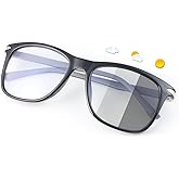 YIMI Spring Hinge Photochromic Gray Sunglasses Blue Light Blocking Glasses for Men and Women Day Night Gaming TV Phones Computer Eyeglasses UV Protection Anti Glare Lightweight TR90 Full Frame Eyewear