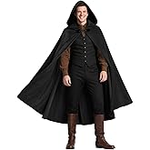 JEGERMIG Medieval Hooded Cloak Halloween Renaissance Cape with hood Wizard Costume Sorcerer Cosplay Witch