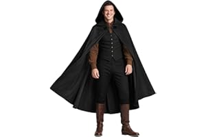 JEGERMIG Medieval Hooded Cloak Halloween Renaissance Cape with hood Wizard Costume Sorcerer Cosplay Witch