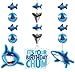 Shark Splash Party Decorations Supply Pack - Hanging Cutouts, Banner, and Centerpiece
