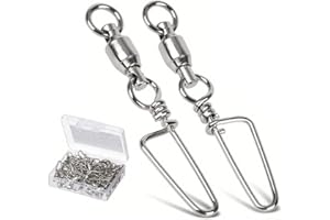 20pcs Durable Stainless Steel Fishing Swivels - High Strength Ball Bearing Snap Swivels,Suit for Saltwater and Freshwater Fis