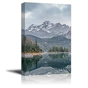 Canvas Wall Art for Living Room,Bedroom Home Artwork Paintings A Clear Calm Lake Ready to Hang - 12x18 inches