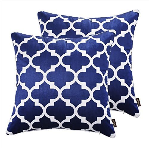 Super Soft Decorative Throw Pillows for Couch Sofa Bed,Modern Quatrefoil Accent Geometric Throw pillow covers Set of 2,18 X 18 Inches,Navy