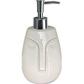 CAAS White Soap Dispenser, with Face Design, Ceramic Funny Liquid Dispenser, Refillable Lotion, Soap, Shampoo, Bathroom and Kitchen (White02)