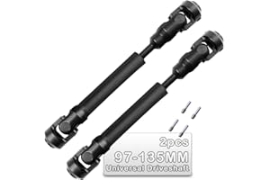 ARRCAT 2PCS 97-135MM Universal Drive Shaft RC Upgrades for 1/10 SCX10 SCX10-II D90 Gen7 /Pro Rc 4WD GEN8 RC Crawler,RC Upgrade Parts Hop-Ups,Steel Full Metal Drive Shaft,Black (97-135 MM,2PCS)