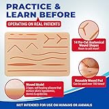 Suture Practice Kit for Suturing Training: Advanced 30 Piece Suture Kit with Large Pre-Cut Silicone Wound Suture Pad, Suturing Tools, 4 Types Threads & Storage Case - Medical Training Surgical Sutures