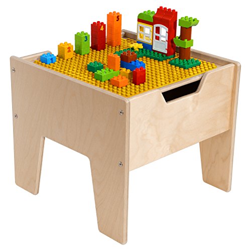 Contender C991300-PY 2-N-1 Activity Table with Duplo Compatible Top, RTA, Wood, Yellow/Natural - Thumbnail 2