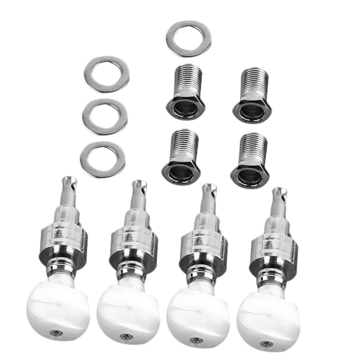 Milisten 4pcs Head Machine with Accessories Friction Silver Metal Accessory Guitar Knobs Parts Tuning Geared Button Heads Tuners Musical Ferrules Tuner Keys Electric Pegs