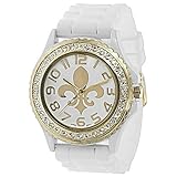 Geneva Platinum 6886 Women's Rhinestone Fleur De Lis Silicone Watch