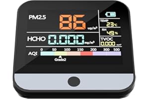 VACLAB 8-in-1 Professional Indoor Air Quality Monitor Indoor Portable PM2.5、PM1、PM10 Monitor、Temperature、Formaldehyde Detector AQI+Humidity TVOC、Air Quality Tester - Confined Space Clean Air Monitor