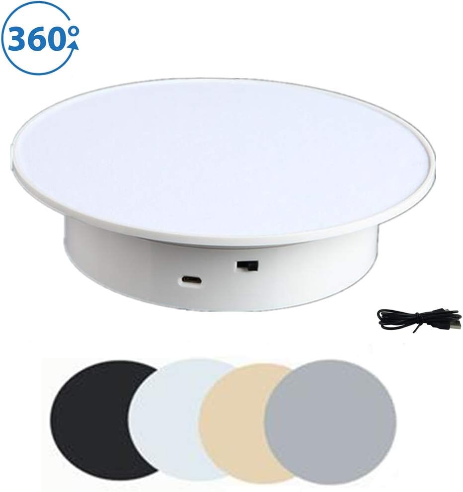 White Display 360 Degree Electric Turntable 7.78inDiameter jewelry, watches, model, for Small Product Display