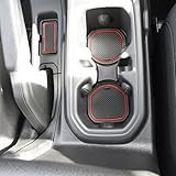 Custom Fit Cup, and Radio Pocket Liner Accessories for JL JLU Jeep Wrangler 2018 2019 13-pc Set (FITS Sports and Rubicon with Cloth Seats ONLY!, Red Trim)