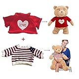 2 pcs for Teddy Bear Clothes The Red Sweater With a Heart T-shirt and Stars Striped Sweater Fit 14