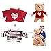 2 pcs for Teddy Bear Clothes The Red Sweater With a Heart T-shirt and Stars Striped Sweater Fit 14