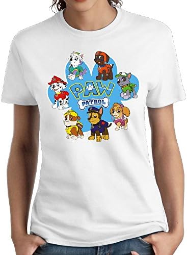 TikkeesMz Women's Paw Patrol Casual T-Shirt White XXL