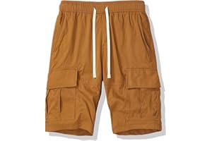 RANKSING Men's Drawstring Cargo Shorts for Work Relaxed Fit Outdoor Multi-Pocket Work Utility Hiking Travel Casual Shorts