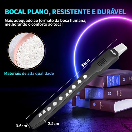 34CM, 800mAh, Instrumento de Sopro Eletrônico, Instrumento de Sopro Digital com 12 Tons E Conectividade MIDI, Mini Instrumento se Saxofone, Flauta Doce, Flauta, para IOS, para Android, para Windows