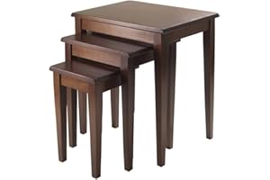 Pemberly Row 3-Piece Transitional Solid Wood Nesting Tables in Antique Walnut