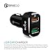odbo Portable Dual USB Port Car Charger [Qualcomm Certified Quick Charge 3.0], 2.4 Amp Smart Port, 30W for iphone, Samsung Galaxy, Smartphone, LG, Nexus, ipad, Motorola, HTC (Black)