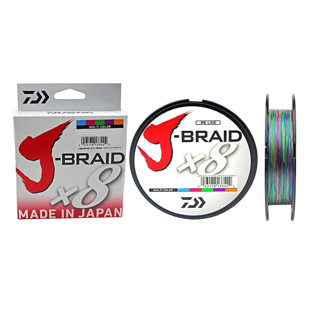 Daiwa J-Braid 8 Braid Braided Fishing Line, Multi-Colour, 300m, 0.16mm