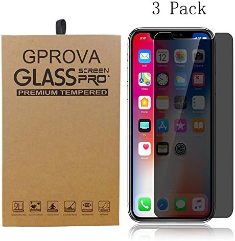 iPhone X Privacy Screen Protector, GPROVA Tempered Glass Screen Protector for iPhone X / iPhone 10 Bubble Free, Anti Peeping (Black 3 Pack)