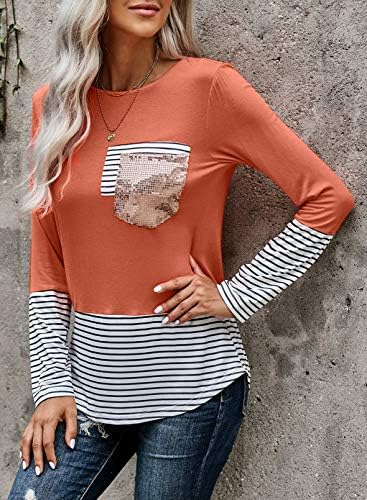 Diukia Women's Fashion Printed Color Block Long Sleeve Tops Patch Pocket Tunic Shirt S-2XL 4 Diukia Women's Fashion Printed Color Block Long Sleeve Tops Patch Pocket Tunic Shirt S-2XL