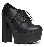 Platform Chunky Ankle Bootie - Gorgeous Lace Up Closed Lug Sole Boot - Comfortable High Heel Walking Shoe