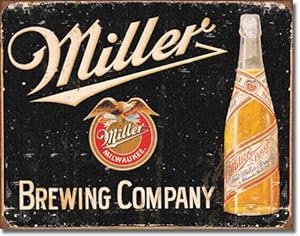 Miller beer sign made from tin
