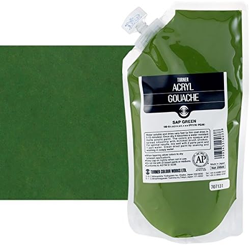 Turner Colour Works Acryl Gouache Artist Acrylic Paint - Single 250 ml Pouch - Sap Green