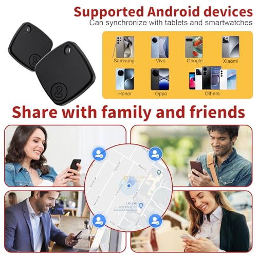 Set of 4 Android Air Tracker Smart Bluetooth Object Locator Tag Works with Google Locate App (Android Only), Android Smart Tag for Keys, Suitcase, Wallets (Black)