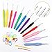 Crochet Hooks Set Needles Ergonomic Soft Handles with Crochet Instruction for Any Patterns & Yarns 2-8mm+2Yarn Needles, 10Knitting Clips