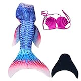 MENAFIN Girls Fin Mermaid Tail Swimwear with Monofin Costume Swim Sets