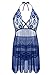 JuicyRose Women's Sexy Lingerie Lace Sleepwear Halter Babydoll V-String Miniskirt (US M=Tag L, Blue)