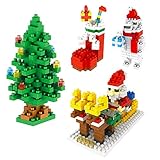 Christmas Building Kits Toy Gifts for Kids Mini Building Blocks Set of Christmas Tree, Santa Claus, Christmas Sock, Snowman(4 Sets)