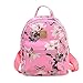 Kemilove Women Girls Floral Printing PU Leather Shoulder Bag Backpack (Pink)
