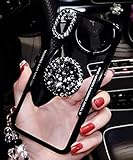 Lozeguyc iPhone XR Bling Ring Stand Case,iPhone XR Soft Slim Crystal TPU Sleek Full Body Shockproof Rhinestone Diamond Kickstand Cover for iPhone XR 6.1 Inch-Black