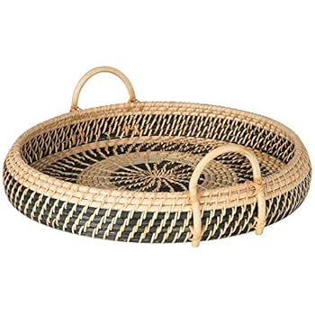 Amazon.com: KOUBOO La Jolla Rattan Round Serving Tray ...