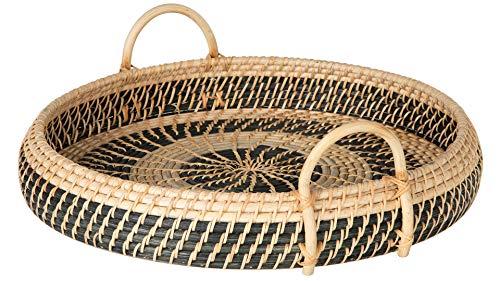 KOUBOO-Round-Rattan-Breakfast-Natural-Black-Serving-Trays-One-Size