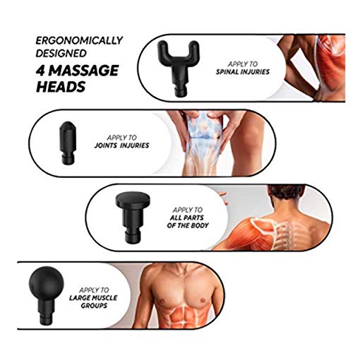 Muscle Massage Gun, Powerful Handheld Personal Cordless Deep Tissue Muscle Massager with 4 Kinds Massage Heads for Muscle Tension Pain Relief (Silver) ...