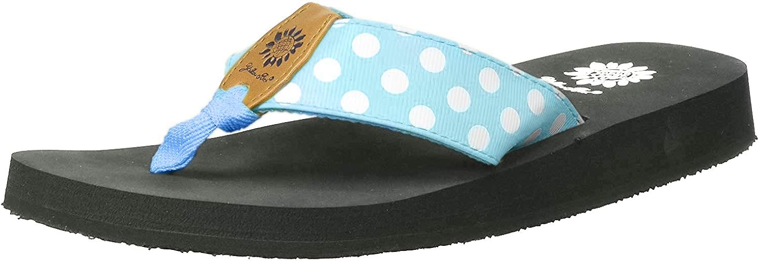 yellow box polka dot flip flops