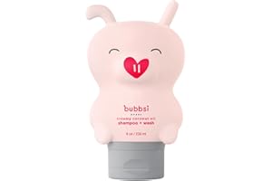 Bubbsi Creamy Coconut Oil Baby Shampoo & Wash | Light Natural Scent | Won't irritate eyes | Organic Coconut Oil + Shea | Gentle, Sulfate-free, Nourishing | Cradle Cap, Eczema (Refillable bottle, 8oz)