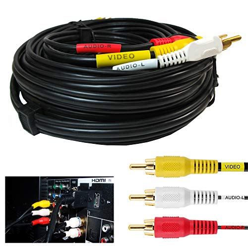 25FT Premium 3 RCA Heavy Duty Composite Extension Audio Video AV Cable Cord Gold - Thumbnail 2
