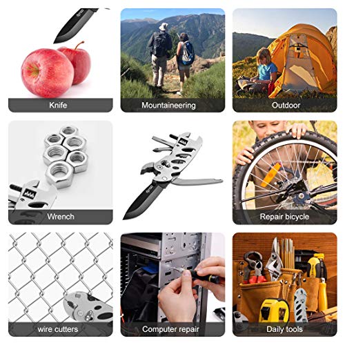 DPNAO Multi Plier 7 in 1 Multitool Kit/Hand Tools Wrench/Portable Folding Wire Cutter/Multifunctional Screwdriver Adjustable Multi-Functional Pocket Survival Driver Bits Nylon Sheath - Thumbnail 5